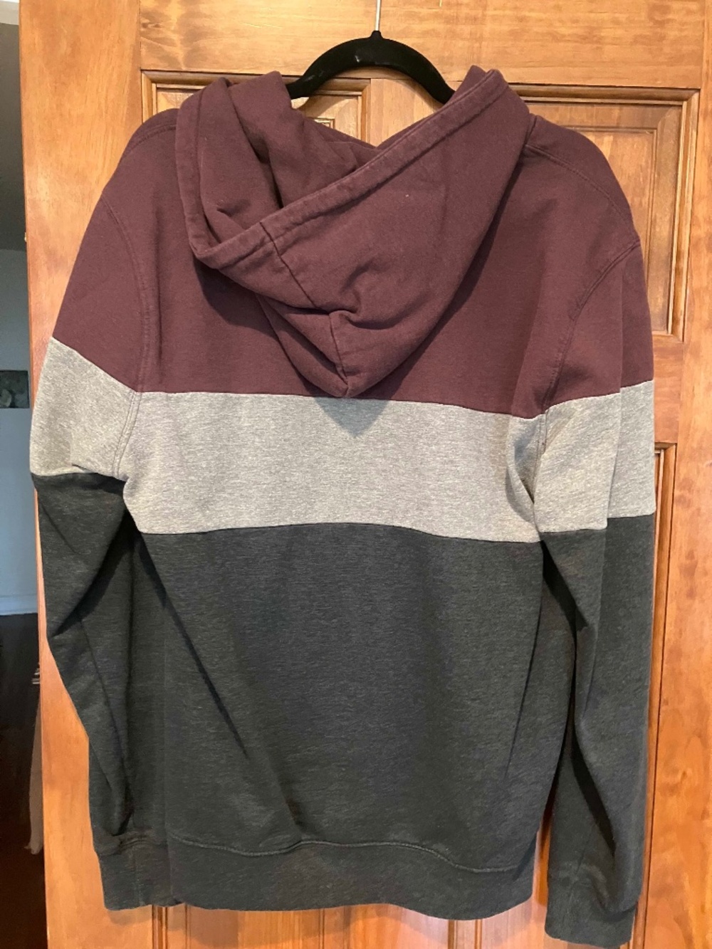 Threads 4 Thought Hoodie - 3 Tone Maroon Grey - Large Mens